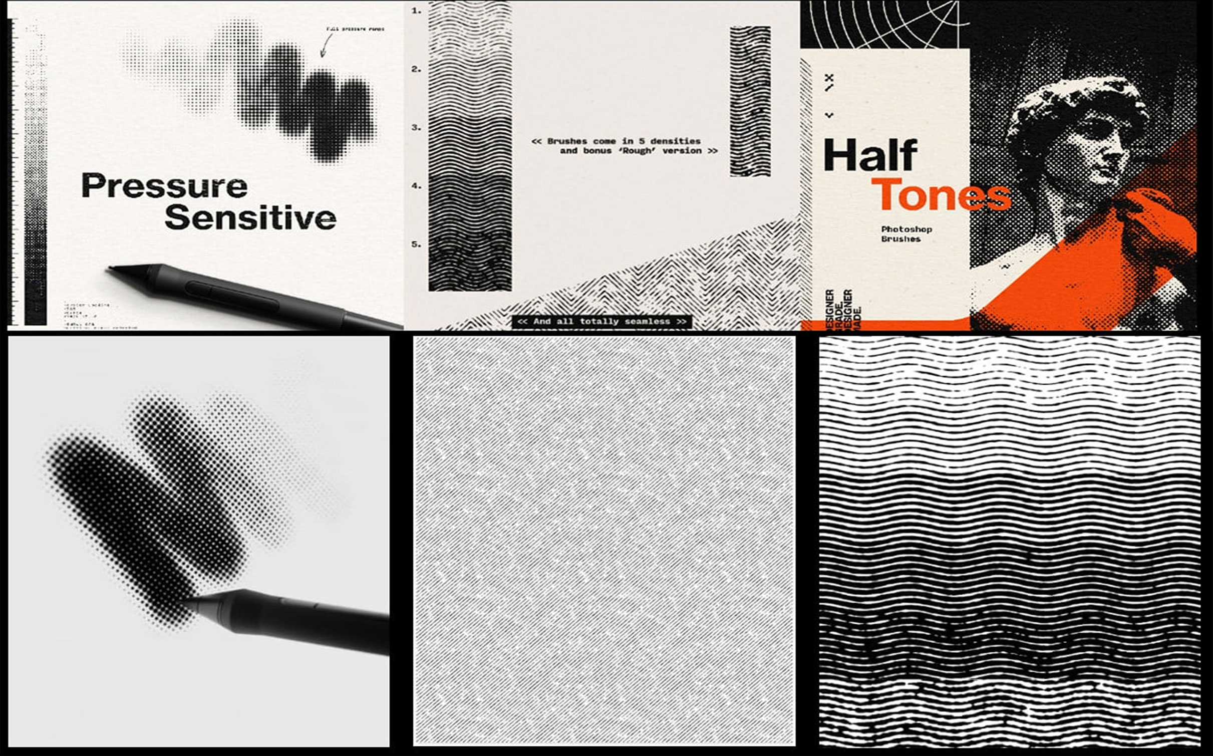 مجموعه براش‌ حرفه ای فتوشاپ هافتون (Halftone)