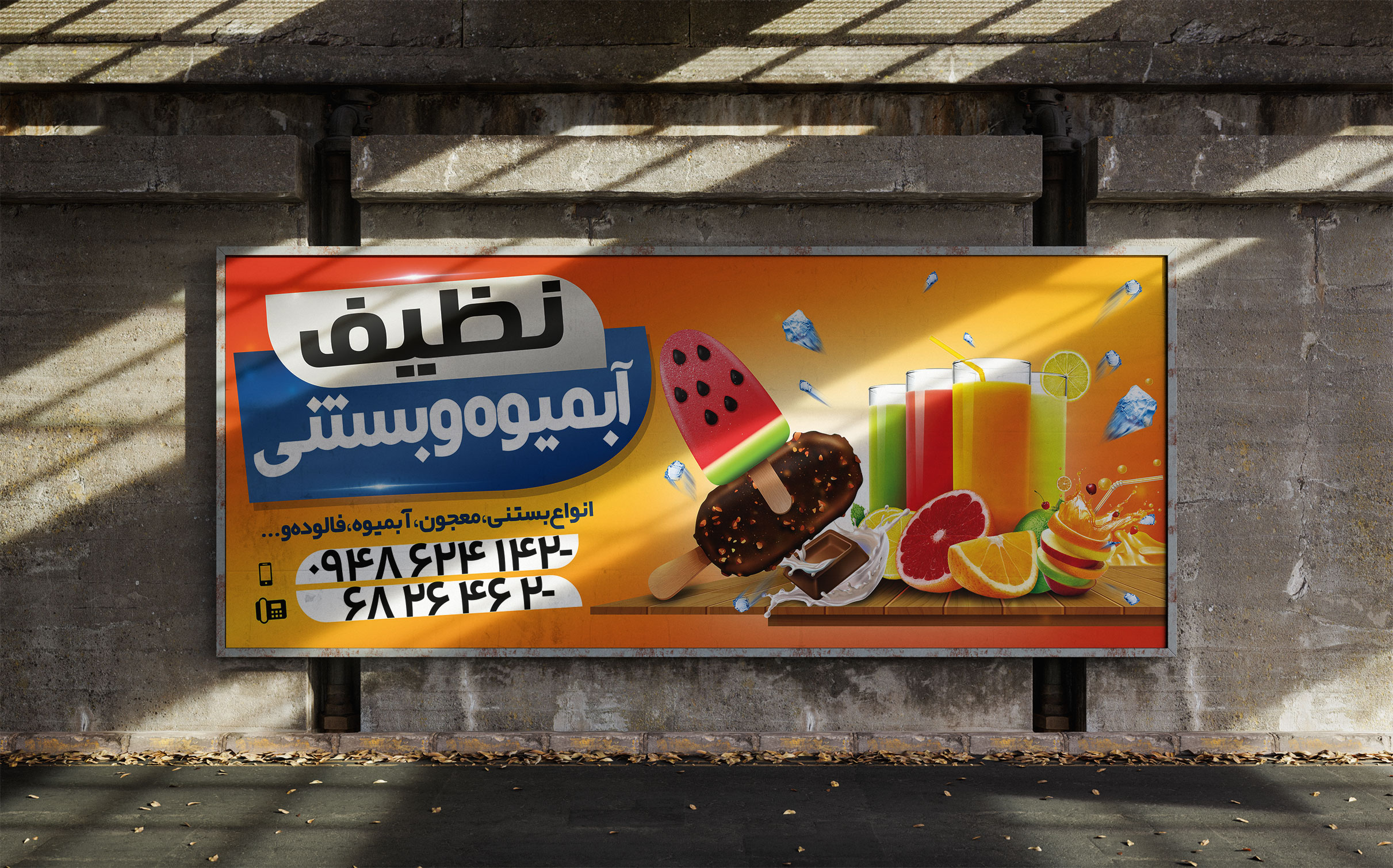 طرح لایه باز بنر آبمیوه و بستنی