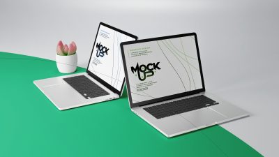 موکاپ لپ تاپ روی میز
