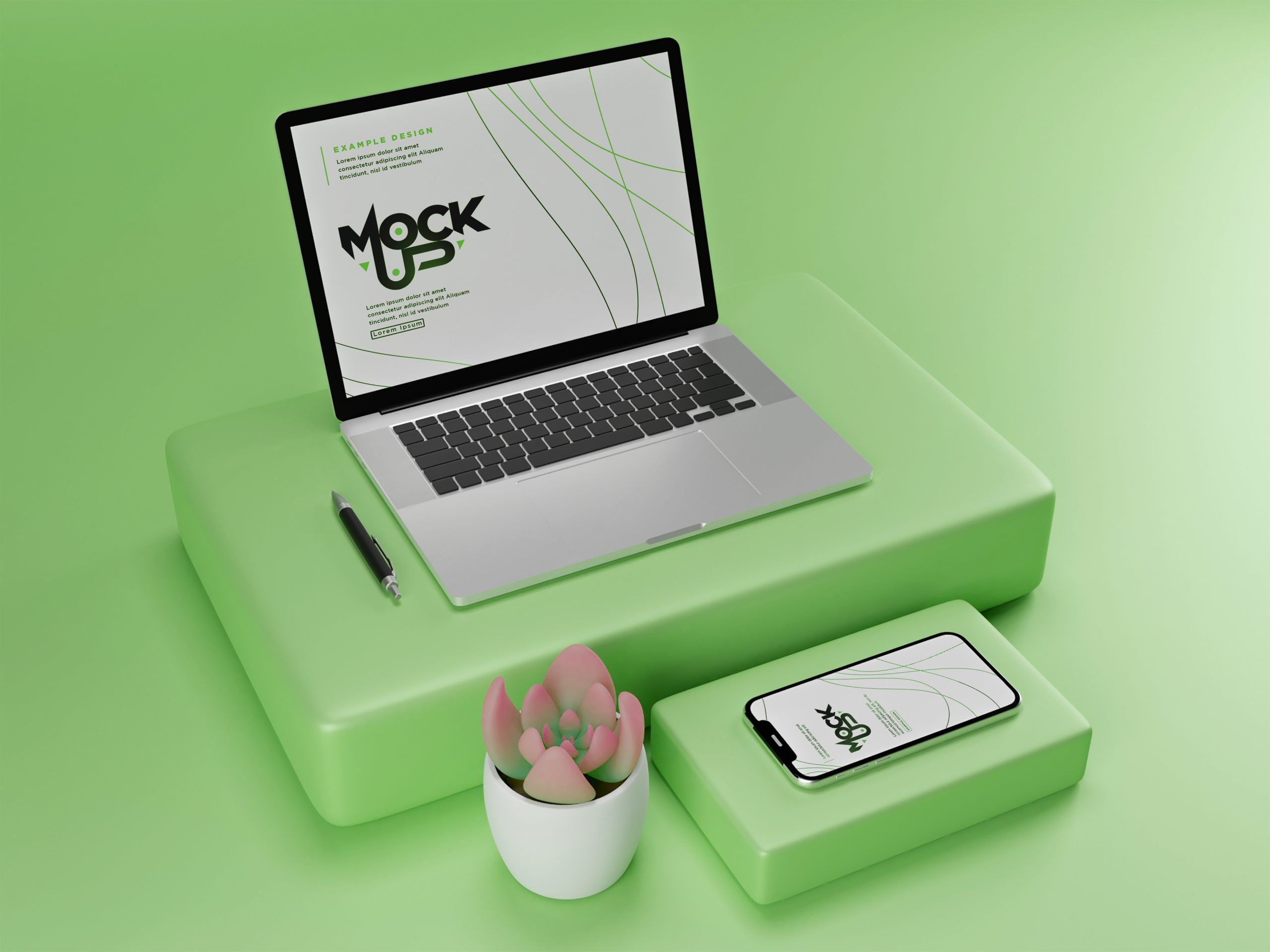 موکاپ لپتاپ روی میز