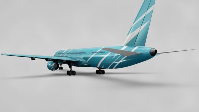موکاپ هواپیما مسافرتی آبی کمرنگ موکاپ هواپیما مسافرتی آبی کمرنگ