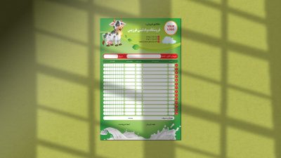 طرح لایه باز فاکتور فروش مواد لبنی