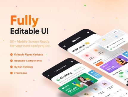 کیت رابط کاربری اپلیکیشن iOS خدمات منزل با 50+ صفحه