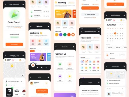 کیت رابط کاربری اپلیکیشن iOS خدمات منزل با 50+ صفحه