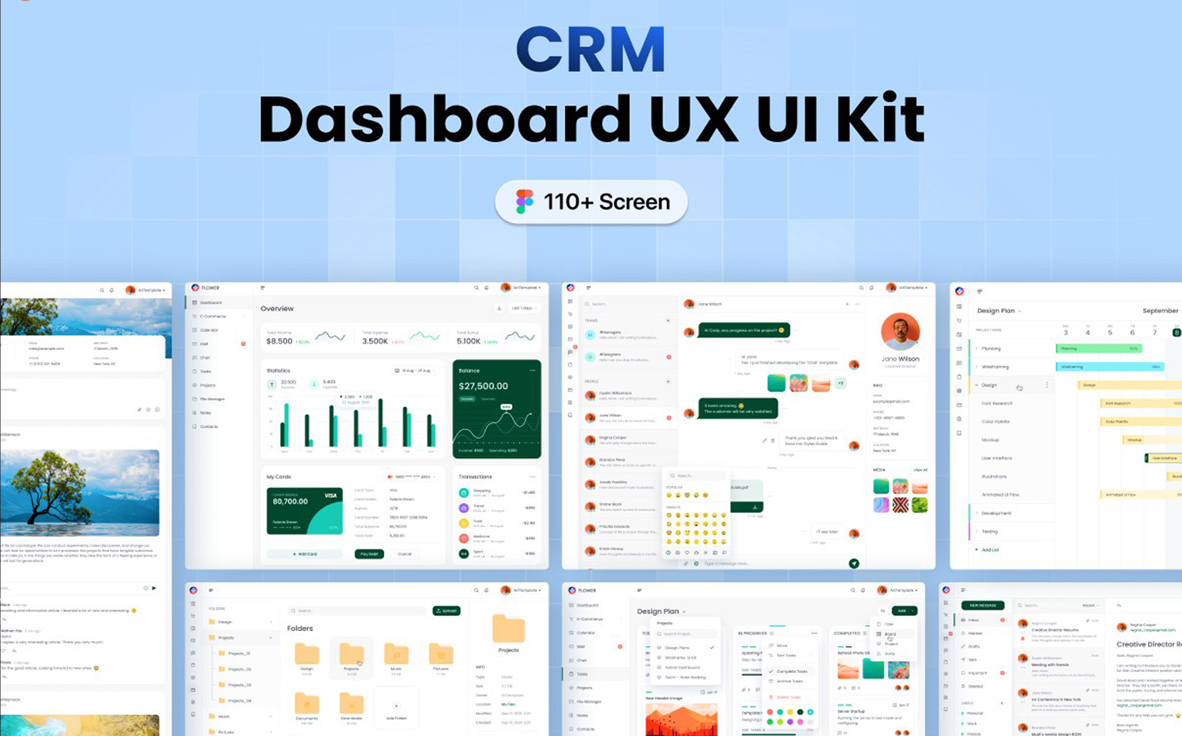 کیت رابط کاربری (UI) داشبورد CRM با 110+ صفحه